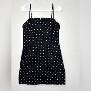 Byer Too! Vintage NEW Old Stock 90s Black & White Polka Dot Mini Dress 13